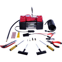 Двухцилиндровый компрессор 85 л/мин в кейсе с набором для ремонта колес AUTOVIRAZH AV-010890