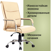 Компьютерное офисное кресло руководителя BRABIX Space EX-508, с подлокотниками, эко кожа, хром 531165