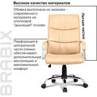 Компьютерное офисное кресло руководителя BRABIX Space EX-508, с подлокотниками, эко кожа, хром 531165