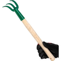 Трехзубый рыхлитель с деревянной ручкой 75x75x430 мм РОСТОК 39616