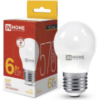 Светодиодная лампа IN HOME LED-ШАР-VC 6Вт 230В Е27 3000К 570Лм 4690612020525