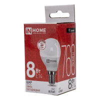 Светодиодная лампа IN HOME LED-ШАР-VC 8Вт 230В Е14 4000К 760Лм 4690612020556