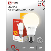 Светодиодная лампа IN HOME LED-A60-VC 12Вт 230В Е27 3000К 1140Лм 4690612020235