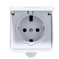Одинарная розетка IN HOME с крышкой AQUA белая полугерметичная 3110 4690612000541