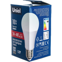 Светодиодная лампа Uniel LED-A60-10W/NW/E27/FR/24-48V PLO55WH. UL-00002382