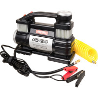 Металлический компрессор 65л/мин 2х поршневой с крокодилами SKYWAY ТИТАН-07 с фонарём, в сумке S02001020