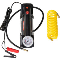 Металлический компрессор 65л/мин 2х поршневой с крокодилами SKYWAY ТИТАН-07 с фонарём, в сумке S02001020