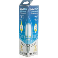 Диммируемая светодиодная лампа Uniel свеча на ветру Серия Air LED-CW35-9W/4000K/E14/CL/DIM UL-00005190