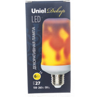 Светодиодная лампа Uniel Декоративный эффект пламени LED-L60-6W/FLAME/E27/FR PLD01WH UL-00003360