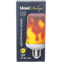 Светодиодная лампа Uniel Декоративный эффект пламени LED-L60-6W/FLAME/E27/FR PLD01WH UL-00003360