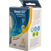 Диммируемая светодиодная лампа Uniel Форма А Серия Air LED-A60-12W/3000K/E27/CL/DIM UL-00005183