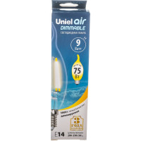 Диммируемая светодиодная лампа Uniel свеча на ветру Серия Air LED-CW35-9W/3000K/E14/CL/DIM UL-00005189