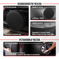 Чехол запасного колеса SKYWAY R15 кожа черный S06301045