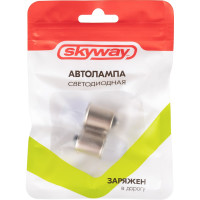 Автолампа SKYWAY диод S25 (P21W) 12V 3 SMD диода 1-конт BA15s белая, 2 шт. S08201251