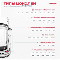 Автолампа SKYWAY диод S25 (P21W) 12V 3 SMD диода 1-конт BA15s белая, 2 шт. S08201251