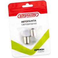 Автолампа SKYWAY диод S25 (P21W) 12V 3 SMD диода 1-конт BA15s белая, 2 шт. S08201251