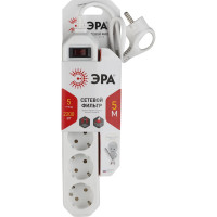 Сетевой фильтр ЭРА USF-5es-5m-W белый с заземлением 3x0,75мм2, с выкл, 5гн, 5м Б0019738