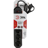 Сетевой фильтр ЭРА USF-5es-3m-B черный с заземлением 3x0,75мм2, с выкл, 5гн, 3м Б0019034