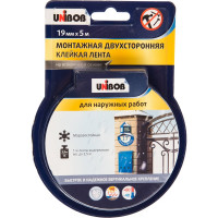 Двусторонняя клейкая лента для наружных работ UNIBOB 19 мм х 5 м 134854