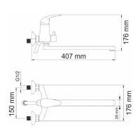 Смеситель для ванны WasserKRAFT Isen с длинным изливом 2602L