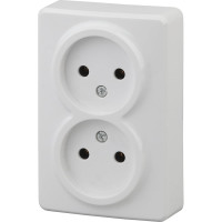 Розетка ЭРА 11-2202-01 2х2P, 16A-250В, IP20, ОУ, Эксперт, белый Б0020682