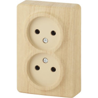 Розетка ЭРА 11-2202-11 2х2P, 16A-250В, IP20, ОУ, Эксперт, сосна Б0020684