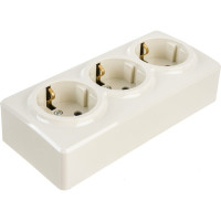 Розетка ЭРА 11-2209-02 3х2P E Schuko со шторками, 16A-250В, IP20, ОУ, Эксперт, сл.кость Б0020704