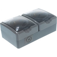 Розетка ЭРА 11-2404-03 2х2P E IP54, шторки, 16A-250В, ОУ, серый Б0020719