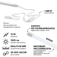 Светодиодный светильник Wolta 12 Вт, 6500К, Холодный белый свет, УХЛ4, IP65 WT4W12W