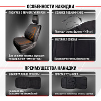Подогрев сиденья со спинкой, с терморегулятором SKYWAY 2 режима, черный S02201010