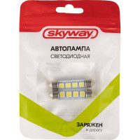 Автолампа SKYWAY диод T11 (C5W) 12V 4 SMD диода 1-конт 41мм белая, 2 шт. S08201172