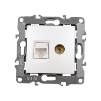Комбинированная розетка ЭРА 12-3110-15 RJ45 TV, IP20, 12, перламутр Б0027450