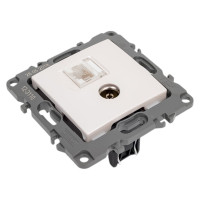 Комбинированная розетка ЭРА 12-3110-15 RJ45 TV, IP20, 12, перламутр Б0027450