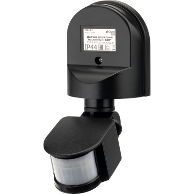 Настенный датчик движения duwi DD-01 180 800Вт 10-420с 5-12м 3-2000Лк IP44 черный 25824 7