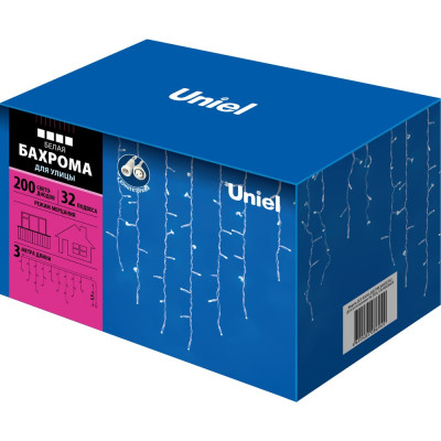 Светодиодная бахрома с эффектом мерцания Uniel ULD-B3010-200/TWK WHITE, IP67, 3м  UL-00001366