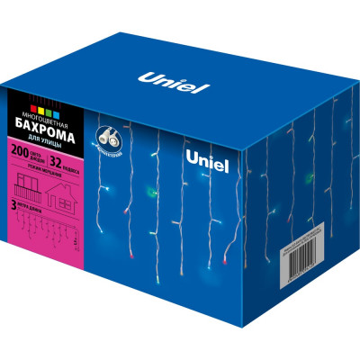 Светодиодная бахрома Uniel ULD-B3010-200/TWK MULTI IP67 с эффектом мерцания, 3м. UL-00002272