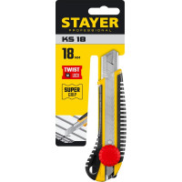 Нож с винтовым фиксатором Stayer KS-18 сегментированные лезвия 18 мм 09161_z01