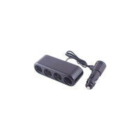 Разветвитель прикуривателя SKYWAY 4 гнезда + USB черный, предохранитель 10А, USB 1A S02301015