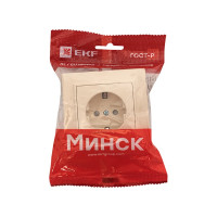 1-местная розетка EKF Минск СП с/з 16А бежевый, с защитными шторками ERR16-028-200