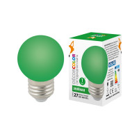 Декоративная светодиодная лампа Volpe LED-G45-1W/GREEN/E27/FR/С UL-00005648