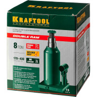 Гидравлический бутылочный телескопический домкрат KRAFTOOL Double ram 8т, 170-430мм 43463-8