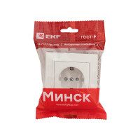 1-местная розетка EKF Минск СП с/з 16А белая с защитными шторками Basic ERR16-028-100