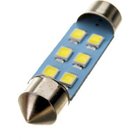 Автолампа SKYWAY диод T11 (C5W) 24V 6 SMD диодов 1-контакт, 39 мм, белая в комплекте 2 шт S08202020