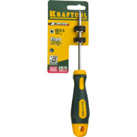 Отвертка KRAFTOOL Cr-Mo-V сталь, двухкомпонентная, противоскользящая рукоятка, HEX, №5x100мм 250075-5-100
