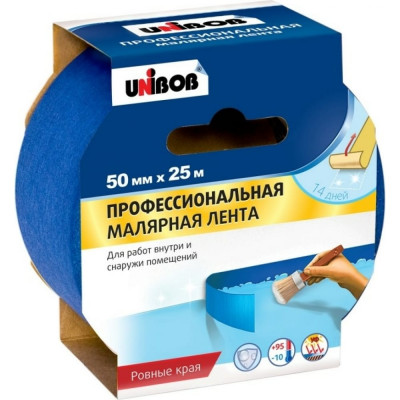 Unibob Лента клейкая малярная ПРОФИ 50 ММ Х 25 М 134850