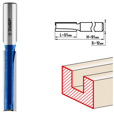 Пазовая прямая фреза ЗУБР ПРОФ. 28755-12-51