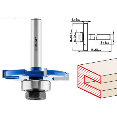 Горизонтально-пазовая фреза ЗУБР ПРОФ. 28757-50.8-6