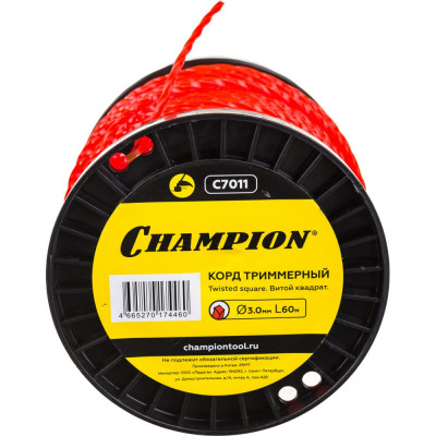 CHAMPION Корд трим. Twisted Square 3.0мм* 60м +нож C7011