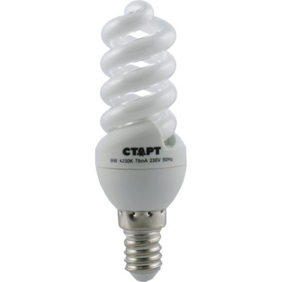 Компактная лампа СТАРТ 9WFSP E14 4000K10Y