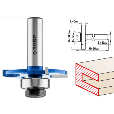 Горизонтально-пазовая фреза ЗУБР ПРОФ. 28757-50.8-5-12